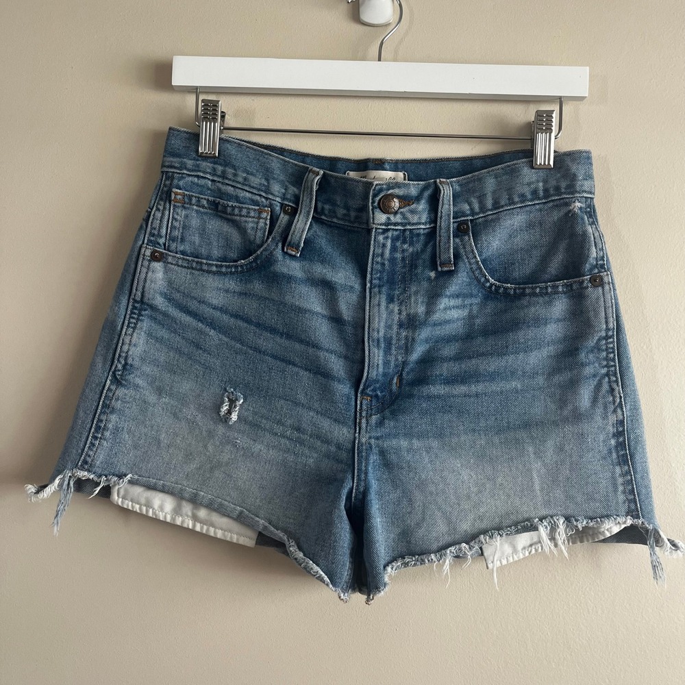 Madewell high rise cutoff denim shorts size 27 cotton raw hem 90s grunge indie